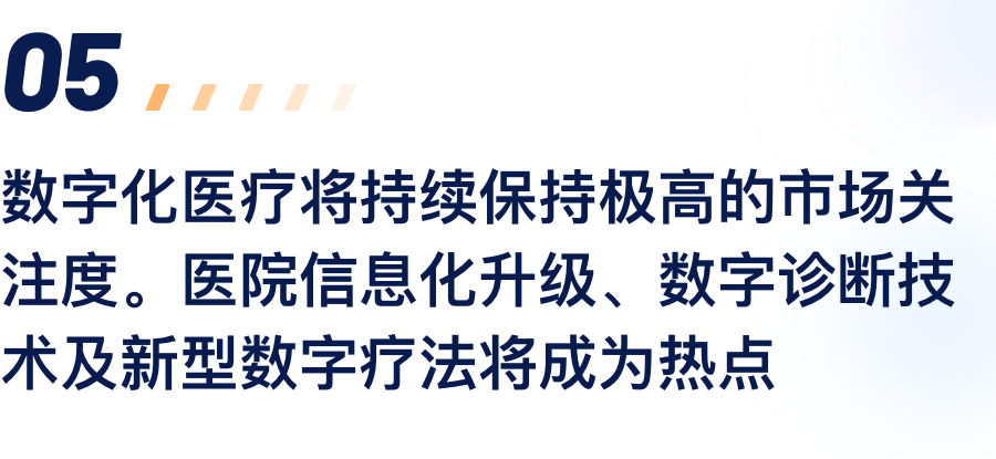 数字化医疗将一连坚持极高的市场关注度。。医院信息化升级、数字诊断手艺及新型数字疗法将成为热门.png